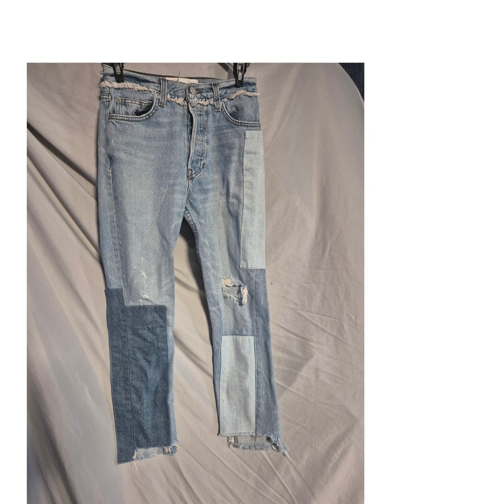 Reformation Jeans Womens 24 Patchwork Distressed Frayed Hem Denim